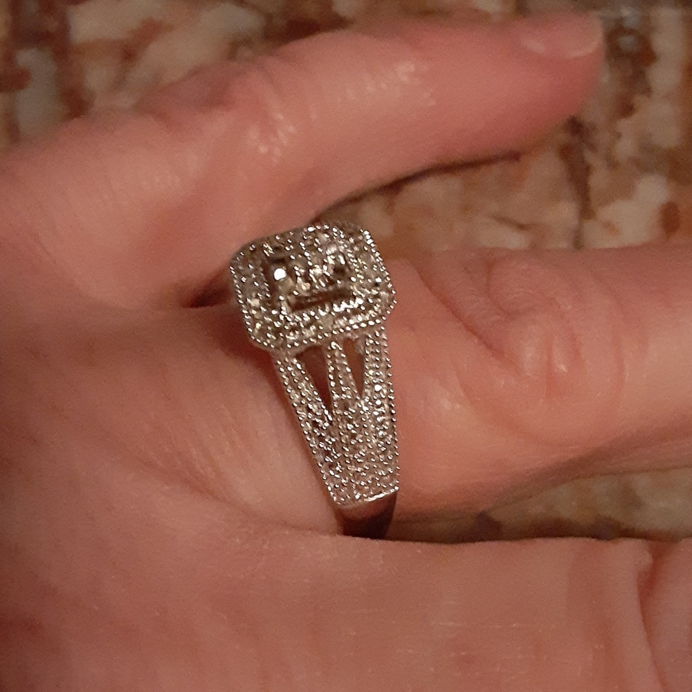 Sterling vintage style diamond ring 7 - Picture 2 of 4